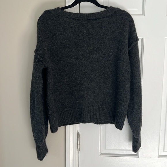 Topshop Cropped Button Cardigan Balloon Sleeve Sweater - Picture 6 of 6